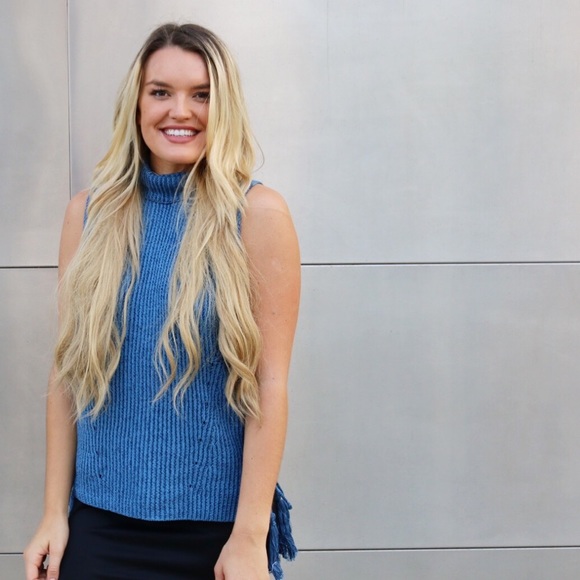 blue turtle neck sweater - Picture 3 of 5